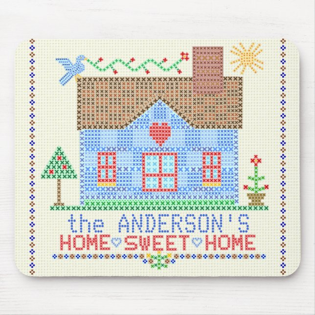 Home Sweet Home Kor Stitch House Personlig Musmatta (Framsidan)