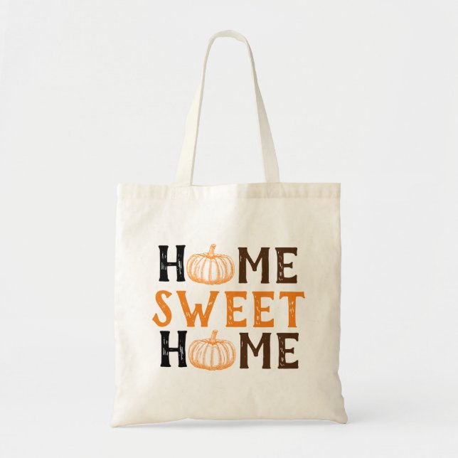 Home Sweet Home Lycklig Fall Pumpkin Tote Bag Tygkasse (Framsidan)
