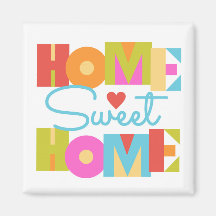 Home Sweet Home Magnet - Färg Block Brev-WHT BG