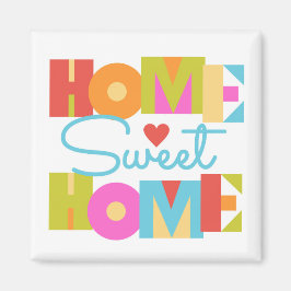 Home Sweet Home Magnet - Färg Block Brev-WHT BG