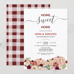 Home Sweet Home Marsala White Pumpkin Flowers Inbjudningar