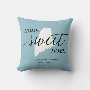 Home Sweet Home ME State Family Namn Dekorativ kud Kudde