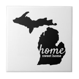 Home Sweet Home Michigan Silhouette Kakelplatta