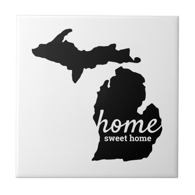 Home Sweet Home Michigan Silhouette Kakelplatta (Framsidan)