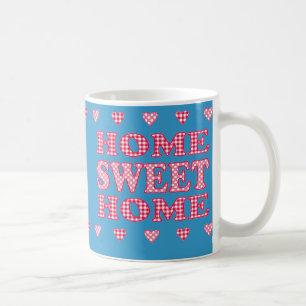 Home Sweet Home Mugg: Red, White Polkas och Gingha Kaffemugg