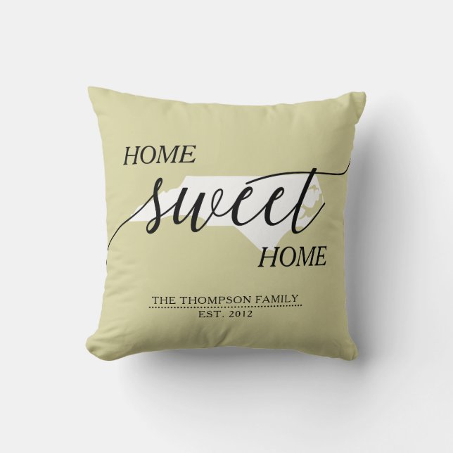Home Sweet Home NC State Family Namn Dekorativ kud Kudde (Framsida)