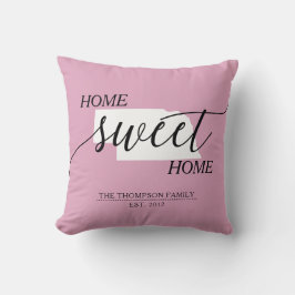Home Sweet Home NE State Family Namn Dekorativ kud Kudde
