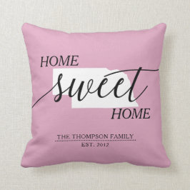 Home Sweet Home NE State Family Namn Dekorativ kud Kudde