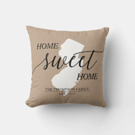 Home Sweet Home NJ State Family Namn Dekorativ kud Kudde