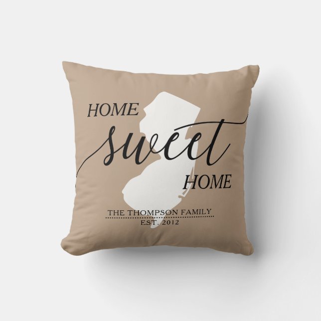 Home Sweet Home NJ State Family Namn Dekorativ kud Kudde (Framsida)
