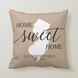 Home Sweet Home NJ State Family Namn Dekorativ kud Kudde