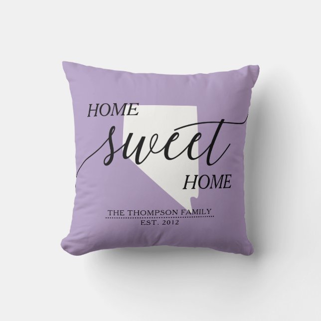 Home Sweet Home NV State Family Namn Dekorativ kud Kudde (Framsida)