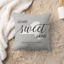 Home Sweet Home NY State Family Namn Dekorativ kud Kudde