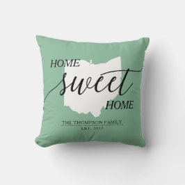 Home Sweet Home OH State Family Namn Dekorativ kud Kudde
