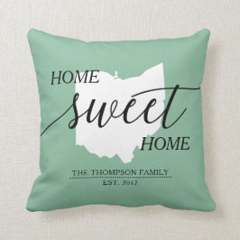 Home Sweet Home OH State Family Namn Dekorativ kud Kudde