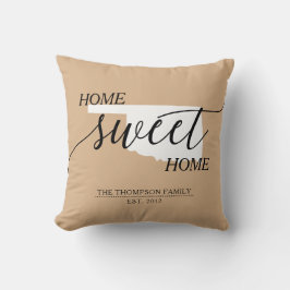 Home Sweet Home OK State Family Namn Dekorativ kud Kudde