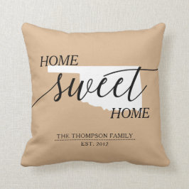 Home Sweet Home OK State Family Namn Dekorativ kud Kudde