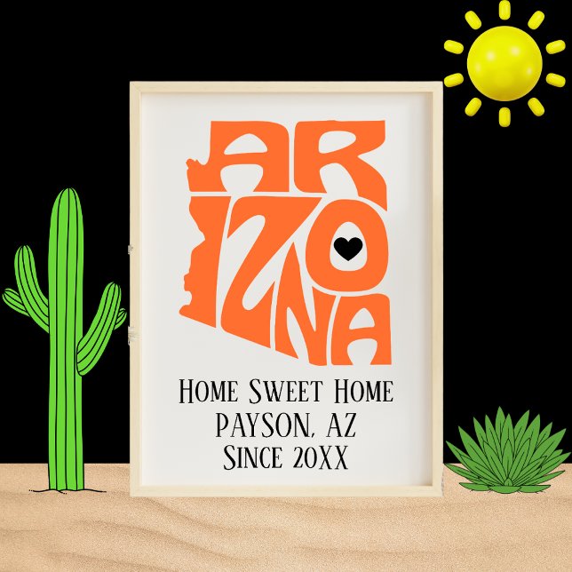 Home Sweet Home Payson Arizona Orange, Karta Poster (Skapare uppladdad)