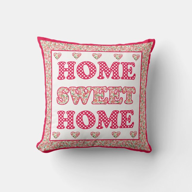 Home Sweet Home Pillow, Red and White Mix'n'Match Kudde (Framsida)