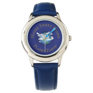 "Home Sweet Home Planet Earth" Whimsical Astronomy Armbandsur