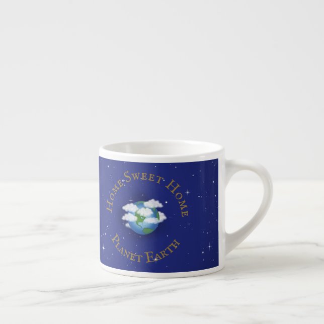 "Home Sweet Home Planet Earth" Whimsical Astronomy Espressomugg (Höger)
