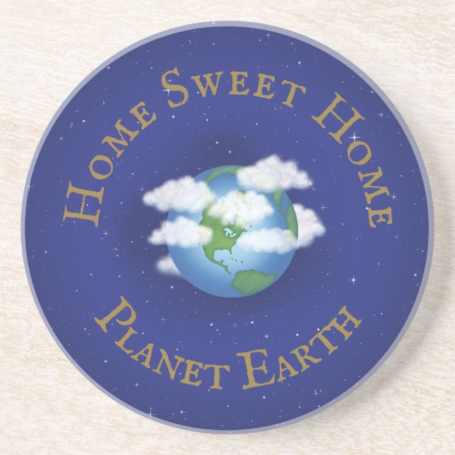 "Home Sweet Home Planet Earth" Whimsical Astronomy Underlägg (Framsidan)