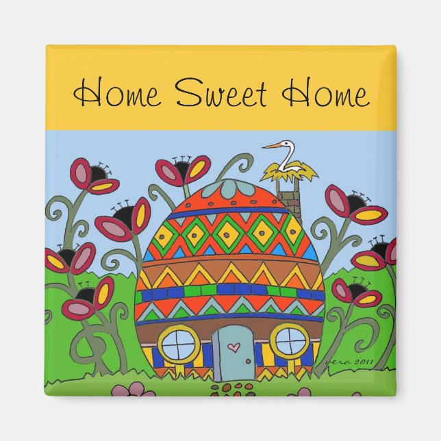 Home Sweet Home Pysanka House Magnet (Framsidan)