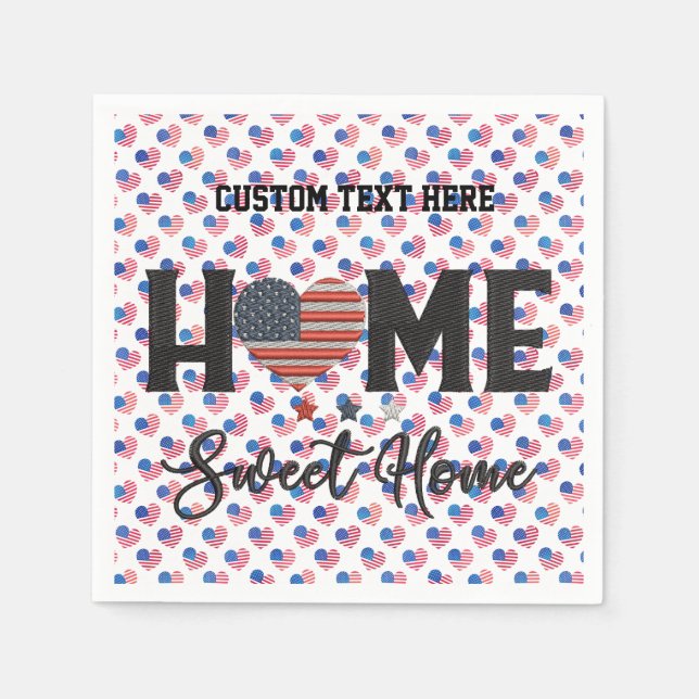 Home Sweet Home Quote American Flagga Heart USA Pappersservett (Framsidan)