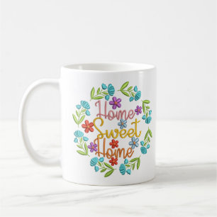 Home Sweet Home Quote Bevackra Färg Flowers Kaffemugg