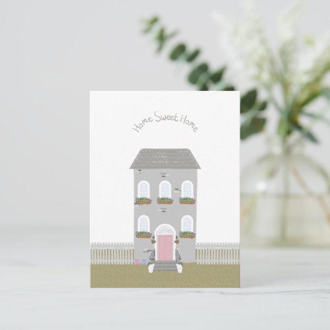 Home Sweet Home Quote House Illustration Card Vykort (Stående Fram)