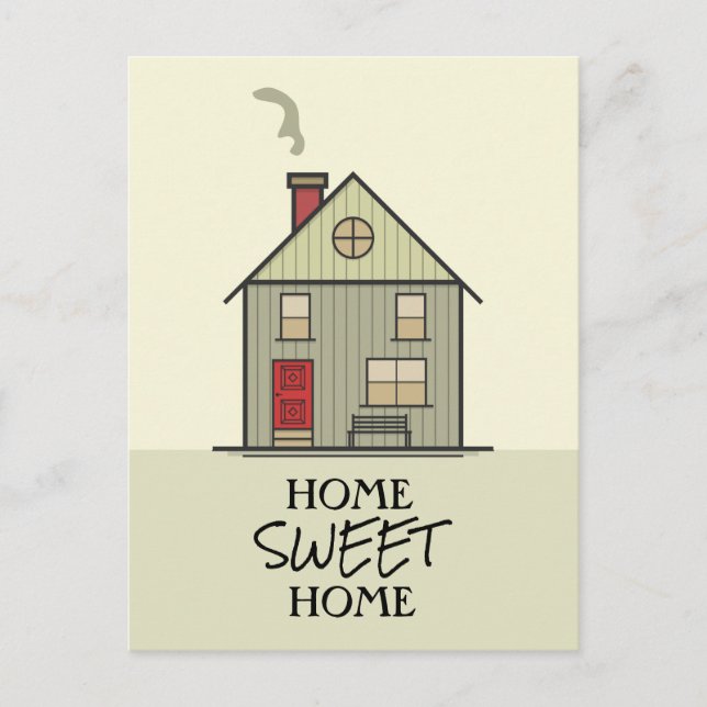 Home Sweet Home Quote Typography Cute House Vykort (Framsida)
