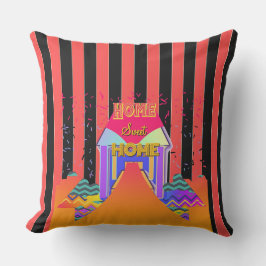 Home Sweet Home Red Black Rand Kudde