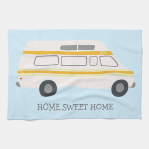 HOME SWEET HOME Retro Campervan Motorhome RV BLUE Kökshandduk