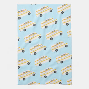 HOME SWEET HOME Retro Campervan Motorhome RV blue Kökshandduk