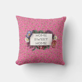 Home Sweet Home Rosa ros Reversible Dekorativ kudd Kudde