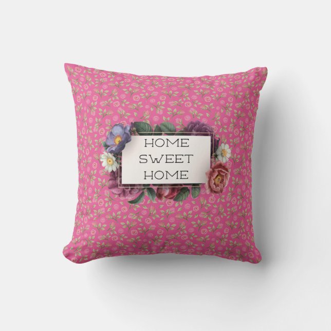 Home Sweet Home Rosa ros Reversible Dekorativ kudd Kudde (Framsida)