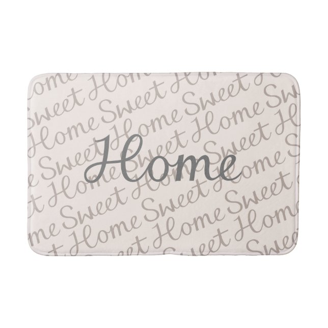 Home Sweet Home Script Design i Grått Cream Taupe Badrumsmatta (Framsidan)