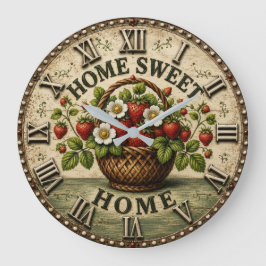 Home Sweet Home Strawberry Basket Farmhouse Stor Klocka