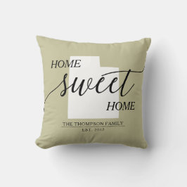 Home Sweet Home UT State Family Namn Dekorativ kud Kudde