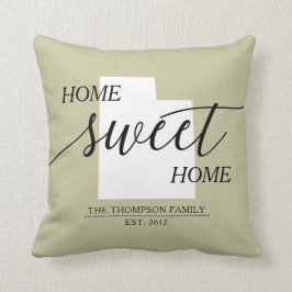 Home Sweet Home UT State Family Namn Dekorativ kud Kudde