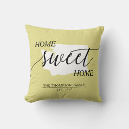 Home Sweet Home WA State Family Namn Dekorativ kud Kudde