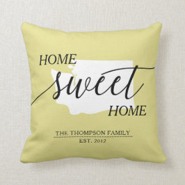 Home Sweet Home WA State Family Namn Dekorativ kud Kudde