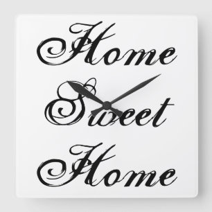 ~Home Sweet Home~ WALLCLOCK, ANPASSAT DET! Fyrkantig Klocka
