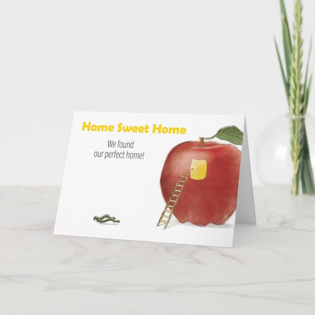 Home Sweet Home Worm and Apple Moving Announcement Tack Kort (Framsida)
