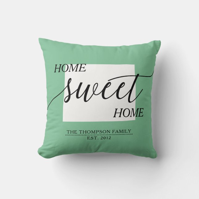 Home Sweet Home WY State Family Namn Dekorativ kud Kudde (Framsida)