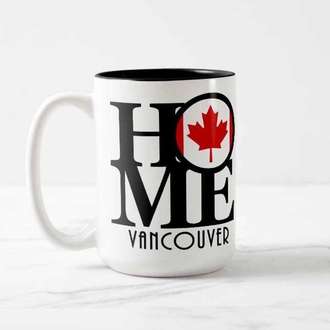HOME Vancouver (Canadian Flagga) 15oz Två-Tonad Mugg (Vänster)