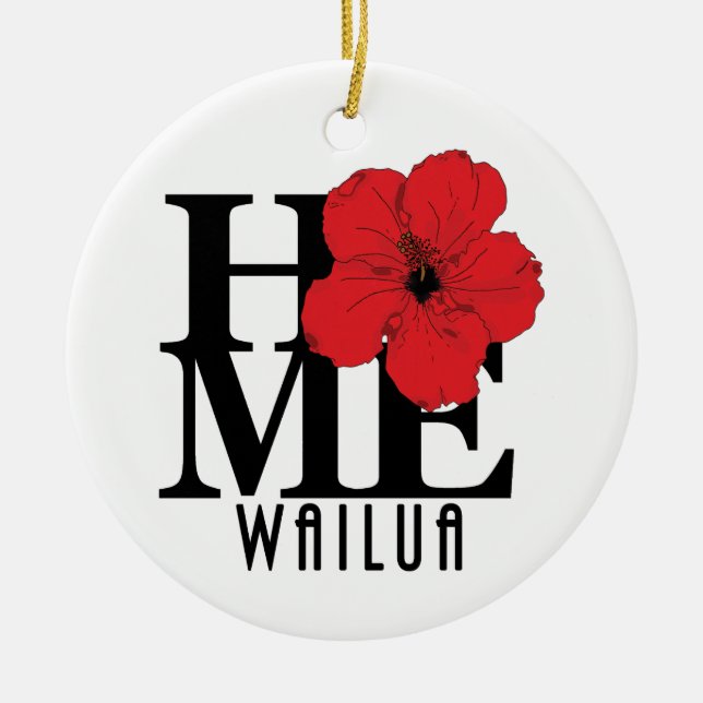 HOME Wailua Hawaii red Hibiscus Julgransprydnad Keramik (Framsidan)