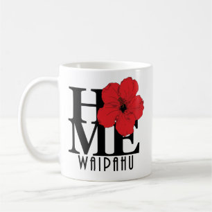 HOME Waipahu Hawaii 11oz Red Hibiscus Kaffemugg