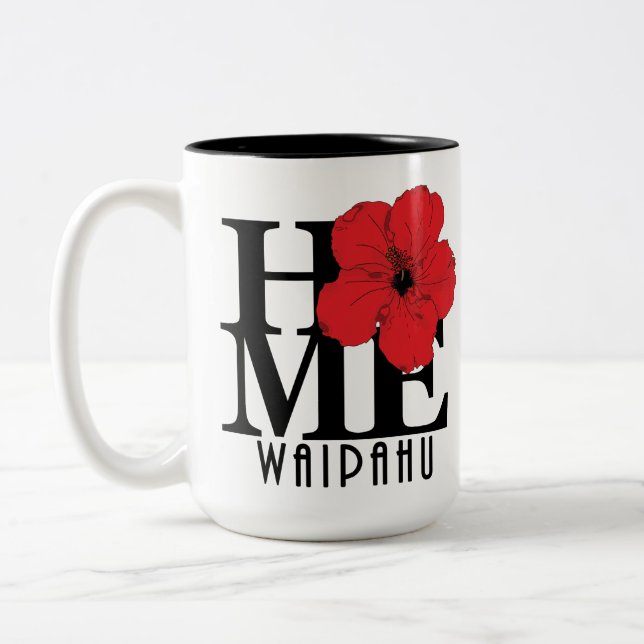 HOME Waipahu Hawaii Red Hibiscus 15oz Två-Tonad Mugg (Vänster)