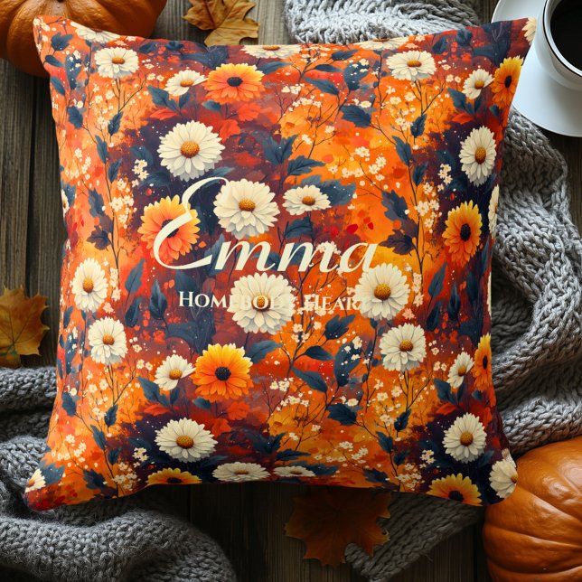 Homebody Heart Fall Flowers | Mysigt höstdekor Kudde (Skapare uppladdad)